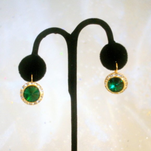 Karen Kettering Designs Jewelry - 💖 Emerald Green & Crystal Earrings /E47